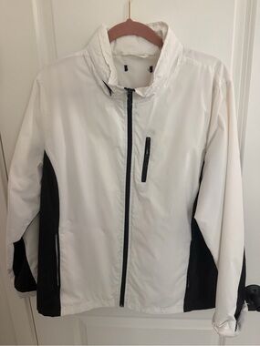 White and Black Windbreaker Jacket